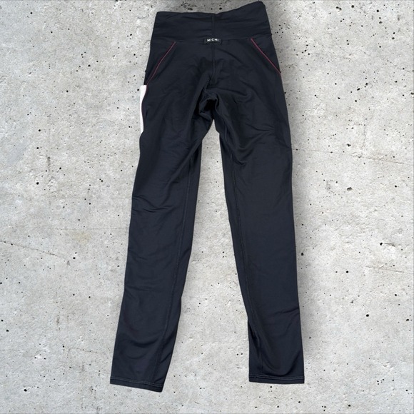 Michi Ribbed Side Pockets White Black Burgundy Leggings Sz M - Picture 5 of 7